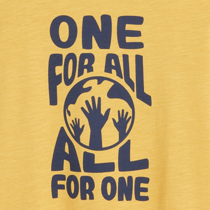 Avis T-shirt manches courtes "one for all, all for one" jaune garçon OKAIDI 2