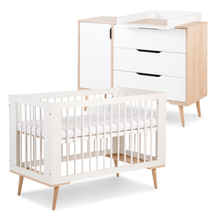 Ensemble commode a langer et lit bebe style scandinave SOFIE Mon Mobilier Design Comparateur Avis Prix