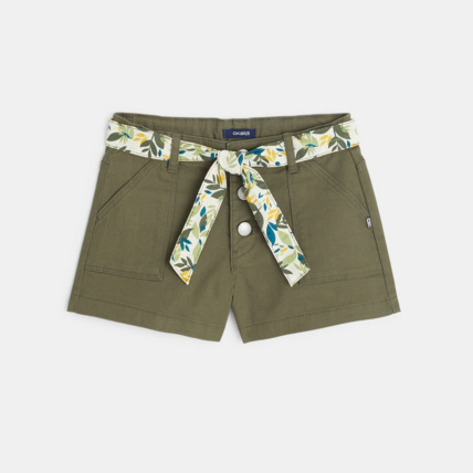 Avis Short en toile ceinturé vert fille OKAIDI 1
