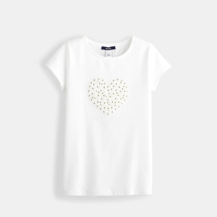 Avis T-shirt à motifs 3D blanc fille OKAIDI 1