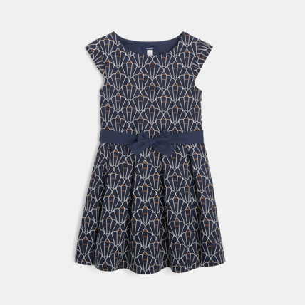Avis Robe imprimée graphique à plis bleue fille OKAIDI 2