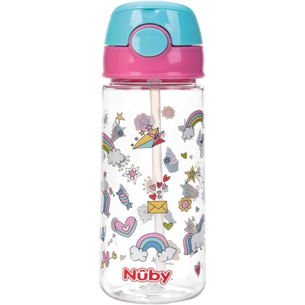 Avis Gobelet paille souple et bouton push en tritan 540ml NUBY 1
