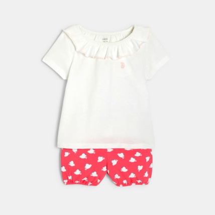 Avis T-shirt col volanté et short molleton oiseaux OBAÏBI 1