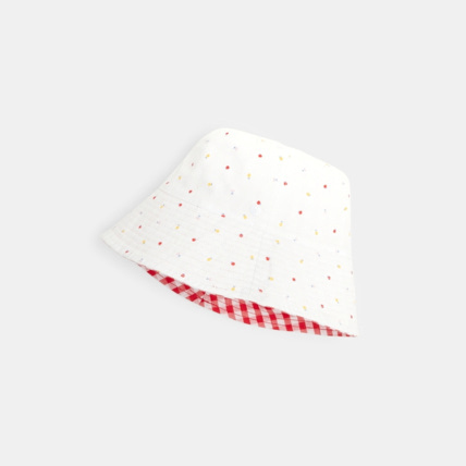 Avis Chapeau cloche réversible carreaux et fruits rouge fille OKAIDI 1