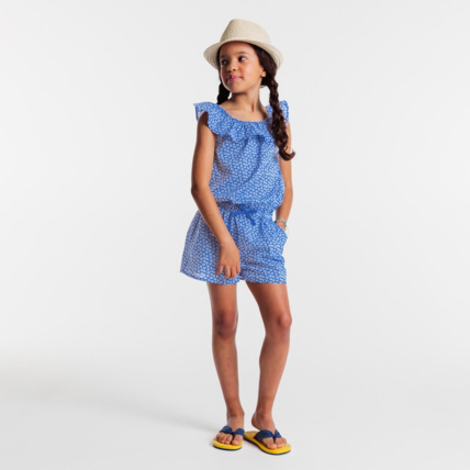 Avis Combishort imprimé volanté bleu fille OKAIDI 1