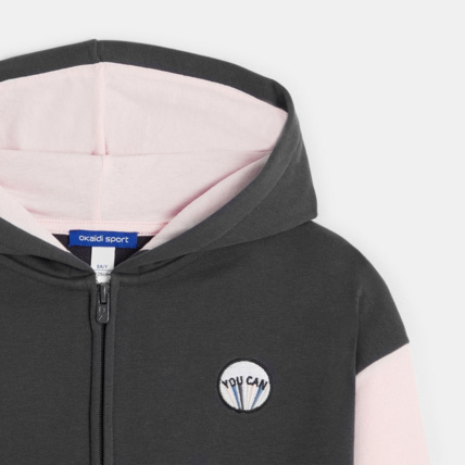 Avis Sweat-shirt à capuche bicolore gris fille OKAIDI 3