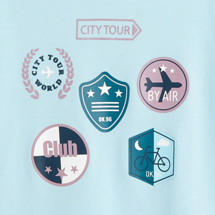 Avis T-shirt maille piquée écussons city tour bleu garçon OKAIDI 3