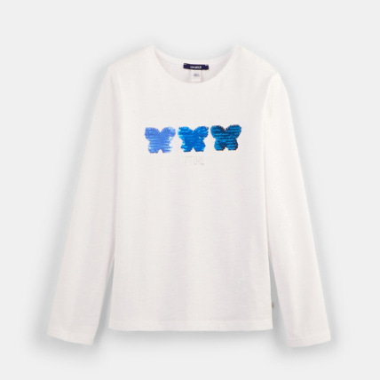 Avis T-shirt à message bleu fille OKAIDI 1