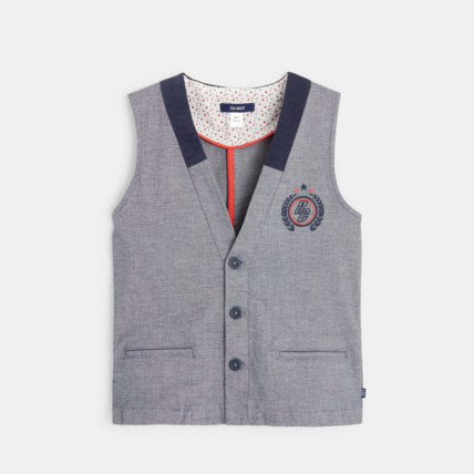 Avis Gilet sans manches habillé turquoise garçon OKAIDI 2