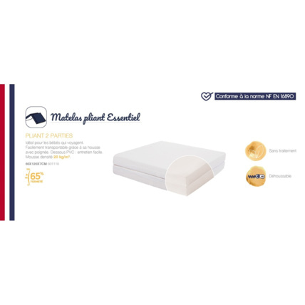 Avis Matelas bébé pliant 2 parties Essentiel - 60x120cm CANDIDE 5