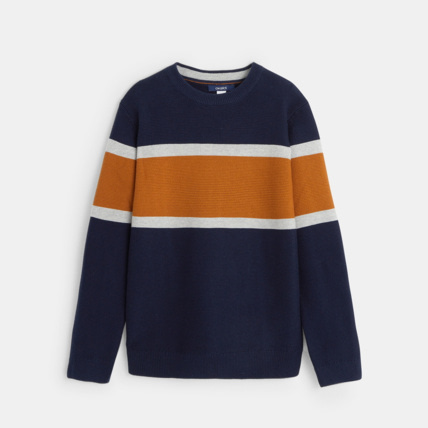 Avis Pull col rond à large rayure bleu garçon OKAIDI 1