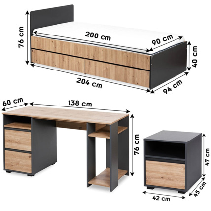 Avis Chambre enfant adolescent avec lit et chevet Mon Mobilier Design 3