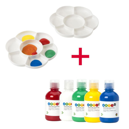 Avis Lot de 5 pots de gouache de 250 ml et palettes Oxybul 1
