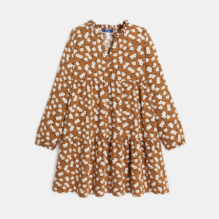 Avis Robe volantée imprimée marron fille OKAIDI 2