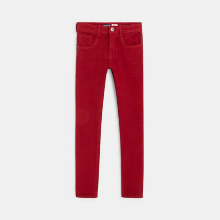 Avis Pantalon skinny en toile bi-stretch rouge garçon OKAIDI 2