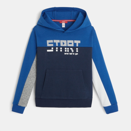 Avis Sweat capuche colorblocks bleu garçon OKAIDI 2