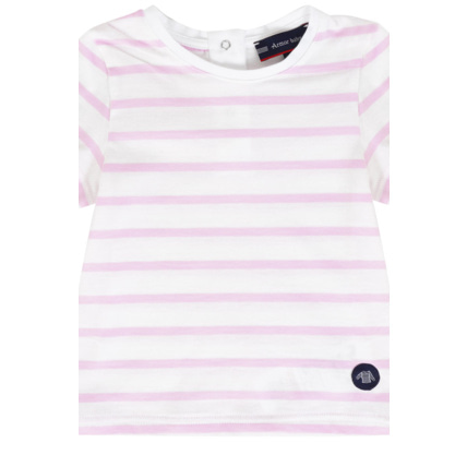 Avis Marinière manches courtes Baby - coton léger - Milk/Mauve Rose ARMOR-LUX 3