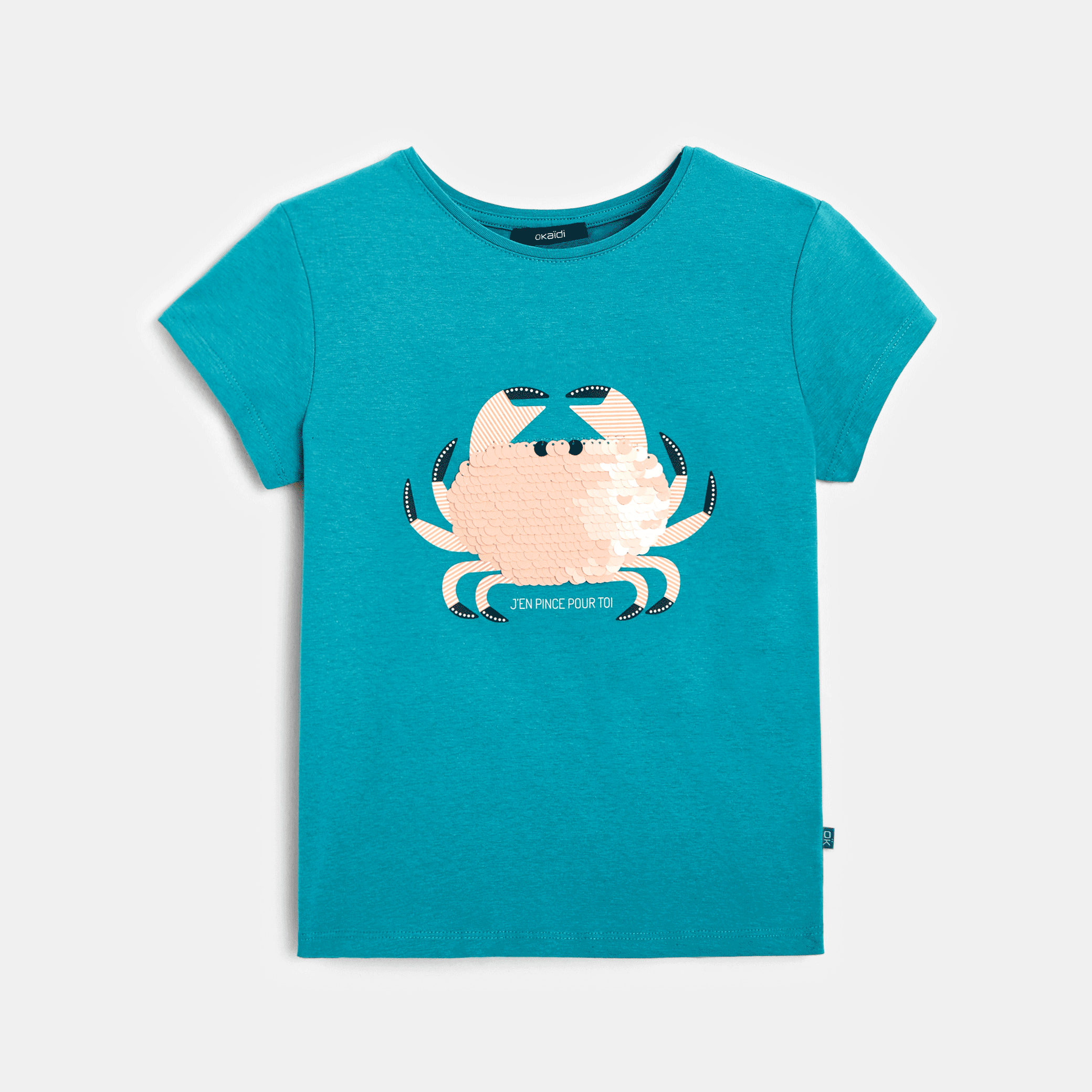 Avis T-shirt à sequins magiques Crabe vert fille OKAIDI 5