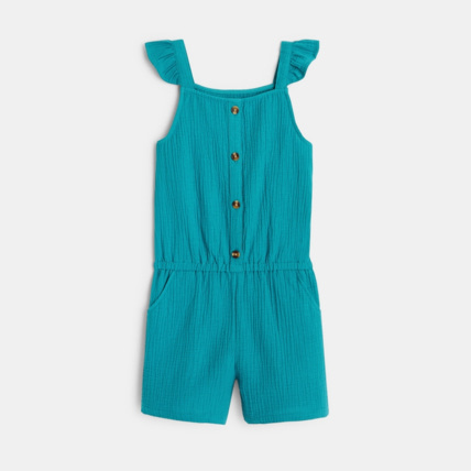 Avis Combishort en gaze de coton bleu fille OKAIDI 2