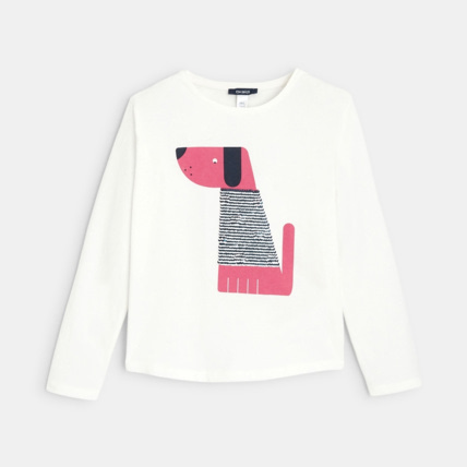 Avis T-shirt à sequins magiques Chien rouge fille OKAIDI 2