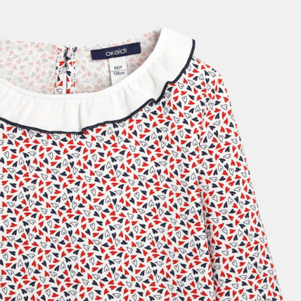 Avis T-shirt imprimé à col Claudine volanté bleu fille OKAIDI 2