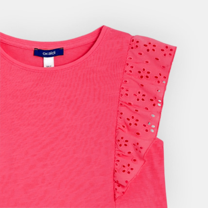 Avis T-shirt détail broderie anglaise rose fille OKAIDI 3