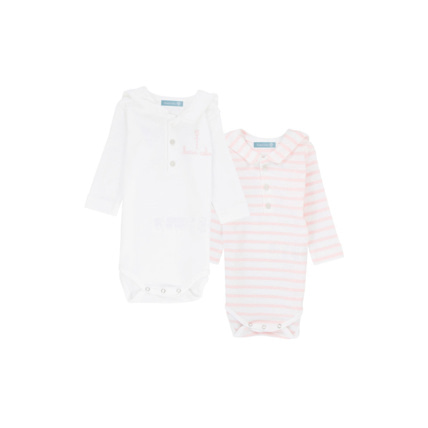 Avis Lot de bodies 2 "Brendan" Baby - coton - Blanc/Crevette ARMOR-LUX 1