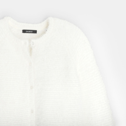 Avis Cardigan tricot fluffy uni blanc fille OKAIDI 2