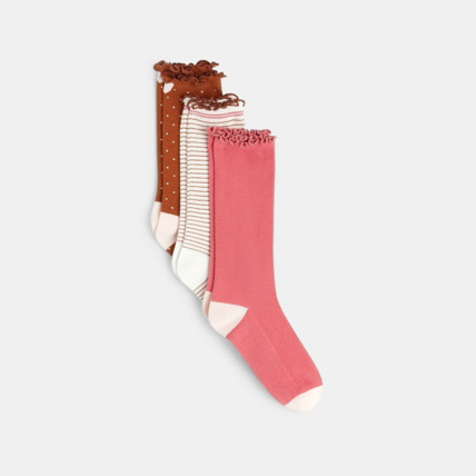 Avis Lot de 3 paires de chaussettes bord frou-frou bleues fille OKAIDI 1