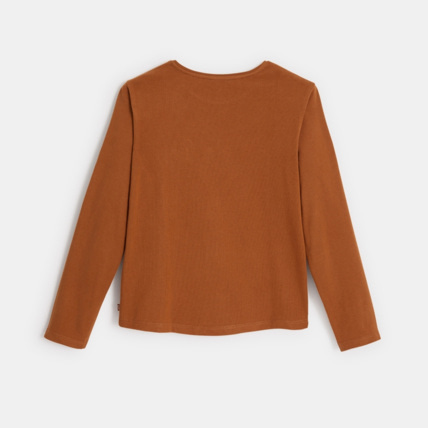 Avis T-shirt doux à motif patché Caribou marron fille OKAIDI 3
