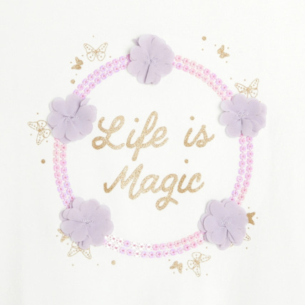 Avis T-shirt à message "Life is Magic" blanc fille OKAIDI 2