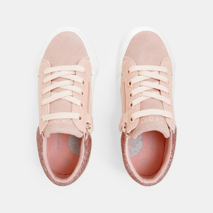 Avis Tennis mix matières croûte de cuir et paillettes roses fille OKAIDI 2