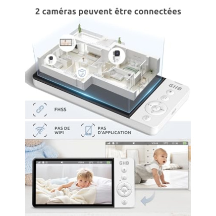 Avis Babyphone vidéo 5 ouces avec caméra 350° GHB 8