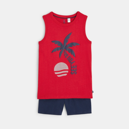 Avis Pyjama d'été 2 pièces en jersey rouge garçon OKAIDI 1