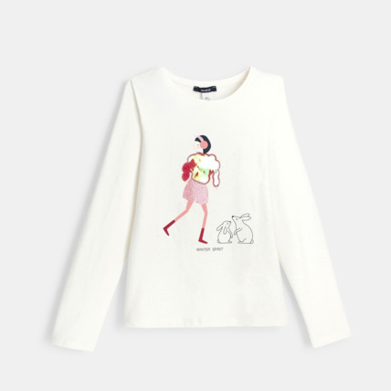 Avis T-shirt coton bio stretch mademoiselle rose fille OKAIDI 1