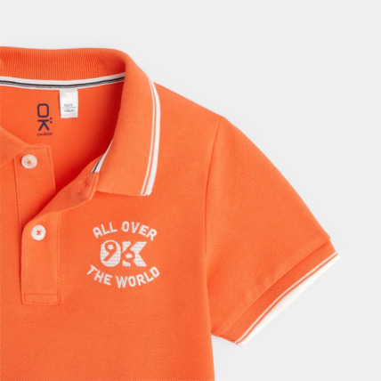 Avis Polo manches courtes 96 All Over The World orange garçon OKAIDI 2