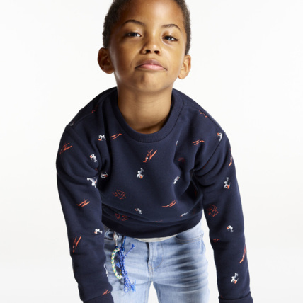 Avis Sweat molleton chiné imprimé chiffres bleu garçon OKAIDI 1