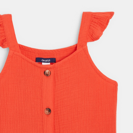 Avis Robe à bretelles en gaze de coton orange fille OKAIDI 4