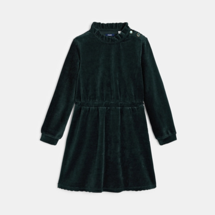 Avis Robe unie en velours côtelé verte fille OKAIDI 1