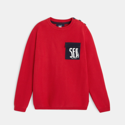 Avis Pull marin à poche rouge garçon OKAIDI 1