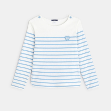 Avis T-shirt marinière à personnaliser d'un cœur turquoise fille OKAIDI 1
