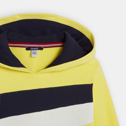 Avis Sweat tricolore à capuche jaune garçon OKAIDI 2