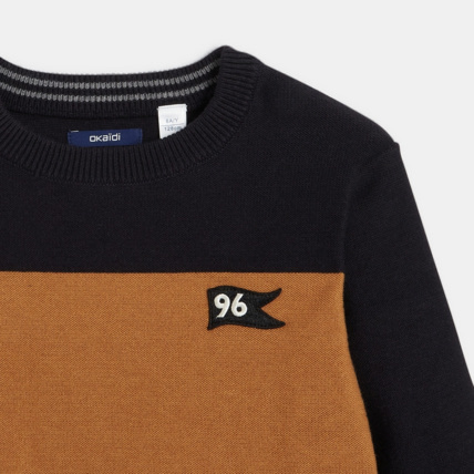 Avis Pull colorblock en tricot orange garçon OKAIDI 2