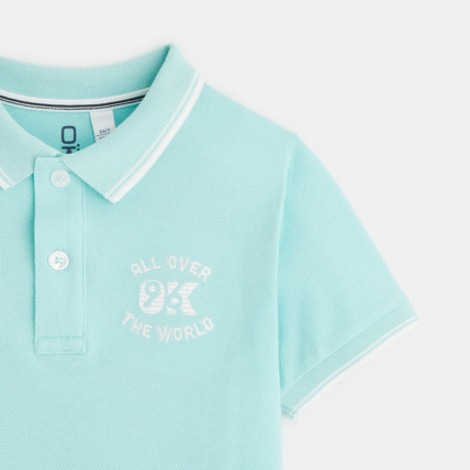Avis Polo maille piquée manches courtes bleu garçon OKAIDI 2