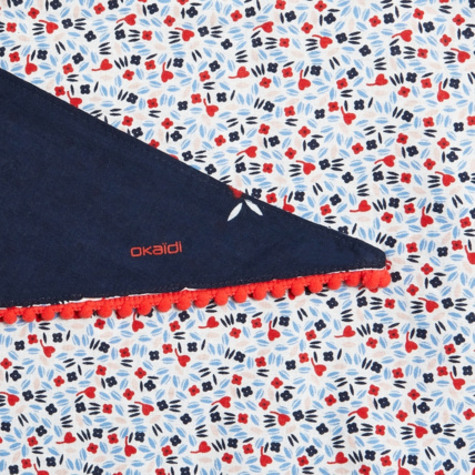 Avis Foulard triangle imprimé à pompons bleu fille OKAIDI 2