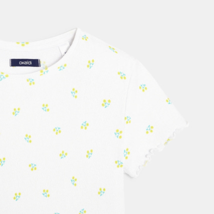 Avis T-shirt à bords ondulés jaune fille OKAIDI 2