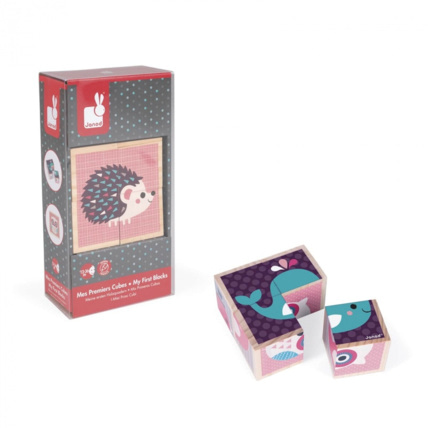 Avis 4 cubes en bois bébés animaux JANOD 1