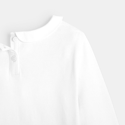 Avis T-shirt uni col claudine blanc fille OKAIDI 3