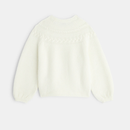 Avis Pull torsadé au point mousse blanc fille OKAIDI 3