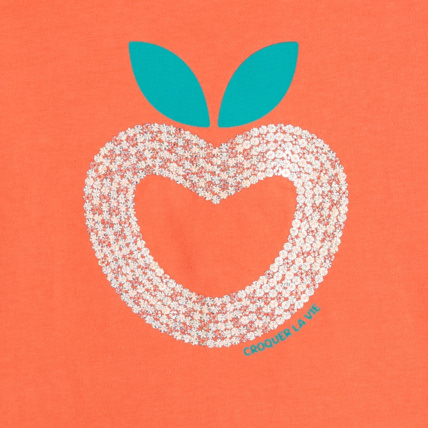 Avis T-shirt à sequins motif pomme orange fille OKAIDI 2